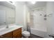 Well-lit bathroom with a shower-tub combo, vanity, and neutral fixtures at , Knightdale, NC 27545