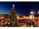 Night scene showcasing a large Christmas tree and many people celebrating during the holidays at 1004 Taywood Way, Apex, NC 27502