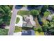 This aerial view showcases a well-maintained home with a spacious driveway and lush, green surroundings at 1101 Temple St, Raleigh, NC 27609