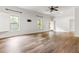 Bonus room with wood floors, bright windows, and an open floor plan with modern finishes at 1101 Temple St, Raleigh, NC 27609