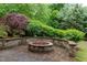 Outdoor fire pit with stone surround and brick patio, great for entertaining and relaxing at 1101 Temple St, Raleigh, NC 27609