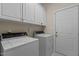 Bright laundry room with overhead cabinets and easy access to the exterior at 1224 Wedgeland Dr, Raleigh, NC 27615