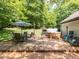 Backyard patio features an outdoor dining set and a relaxing hot tub at 1514 John Jones Rd, Bahama, NC 27503
