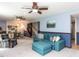 Spacious living room with a comfortable sectional, adjacent to a craft area at 1514 John Jones Rd, Bahama, NC 27503