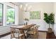 Bright dining room with hardwood floors, wainscoting, natural light, wood table and chairs at 204 Mill Chapel Rd, Chapel Hill, NC 27517