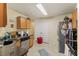 Functional kitchen with wooden cabinetry, stainless steel appliances, and ample countertop space for easy meal preparation at 2308 Buffalo Way, Durham, NC 27704