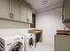 Efficient laundry room featuring modern washer and dryer, ample cabinet space, and a functional sink area at 300 Westerman Pl, Smithfield, NC 27577