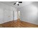 Spacious bedroom features hardwood floors, double closets, and ceiling fan at 3359 Denise St, Durham, NC 27704
