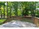 A wood deck with wood railing offers scenic views at 3359 Denise St, Durham, NC 27704