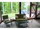Relaxing screened porch with comfortable seating including a couch, chair, pillows, tables, and views of the outdoors at 3750 Mebane Rogers Rd, Mebane, NC 27302