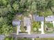 Overhead aerial view of a house surrounded by lush greenery, and nearby houses at 3914 Old Chapel Hill Rd, Durham, NC 27707