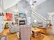 Spacious living room with high ceilings, a brick fireplace, and comfortable seating at 5720 Brushy Meadows Dr, Fuquay Varina, NC 27526