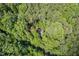 Birds eye view of the house settled in a forest landscape at 6412 Heartwood Dr, Chapel Hill, NC 27516