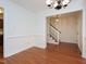 Dining room featuring hardwood flooring and chandelier at 6756 Olde Province Ct, Raleigh, NC 27609