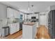Bright kitchen with white cabinets, stainless steel appliances, and a butcher block island at 6828 Edwell Ct, Raleigh, NC 27617