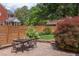 Charming backyard featuring a dining area, lovely landscaping, and a privacy fence at 800 E Forest Hills Blvd, Durham, NC 27707