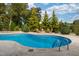 Sparkling pool with a fire pit and lounge area surrounded by lush landscaping at 8709 Kimalden Ct, Wake Forest, NC 27587