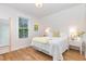 Bedroom featuring natural light, hardwood floors, and minimalist decor, complemented by the view from window at 902 B Oakland Ave, Durham, NC 27705