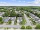An aerial view of a residential neighborhood with well-maintained homes and lush green trees at 923 Peltier Dr, Cary, NC 27519