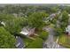 Aerial view of a home with mature trees, a lush lawn, and a classic architectural design at 1015 Watts St, Durham, NC 27701