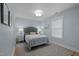 Cozy bedroom featuring light blue walls, carpet flooring, and natural light from the window at 1015 Watts St, Durham, NC 27701