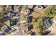 An aerial view of the neighborhood, showing the home's location on a tree-lined street at 105 Stoney Dr, Durham, NC 27703