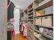 The walk-in closet is well-organized, and has ample storage for clothes and accessories at 106 E Delafield Ave, Durham, NC 27704