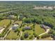 An aerial view showcasing homes surrounded by lush greenery and meticulously landscaped yards at 107 Stargrass Ave, Clayton, NC 27527