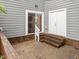 Backyard features a brick patio and access to the house at 173 Clancy Cir, Cary, NC 27511