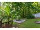 Fenced backyard showcasing a fire pit and a storage shed, ideal for outdoor entertaining and storage solutions at 175 Fox Run Rd, Youngsville, NC 27596