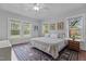 Main bedroom with large windows, hardwood floors, and a patterned rug at 2227 Us-15, Creedmoor, NC 27522