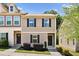 Inviting two-story townhome featuring neutral siding, dark shutters, and well-maintained landscaping at 246 Spark St, Raleigh, NC 27606