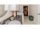 Bathroom with a sink, washing machine and cabinets at 2619 Steel Bridge Rd, Sanford, NC 27330