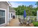 Back patio with outdoor seating and lush landscaping at 306 Faith Dr, Gibsonville, NC 27249