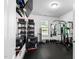 Fully equipped home gym with mirrors, equipment, and natural light at 310 Alamosa Pl, Cary, NC 27519