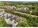 An aerial view of a residential neighborhood showcasing lush green surroundings and well-maintained homes at 420 Creekhurst Pl, Cary, NC 27519