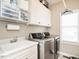 Well-lit laundry room features a utility sink, modern washer and dryer at 4266 Aviemore Run, Burlington, NC 27215