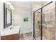 Bathroom featuring glass shower, tile flooring and vanity at 528 Bankhead Dr, Cary, NC 27519