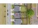 Aerial view of home with privacy fence and backyard including a screened porch at 5292 Goosecross Way, Fuquay Varina, NC 27526