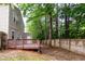 A spacious backyard features a wooden deck and a fenced perimeter for privacy and outdoor enjoyment at 5410 Pageford Dr, Durham, NC 27703
