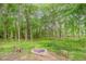 A fire pit area surrounded by nature with trees and shrubbery at 553 Isley Rd, Haw River, NC 27258