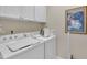 Clean laundry room featuring modern appliances and ample storage space at 79 Heatherwood Dr, Chapel Hill, NC 27516