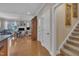 Inviting living room featuring hardwood floors, a fireplace, and comfortable seating at 79 Heatherwood Dr, Chapel Hill, NC 27516