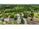 Wide aerial view of a neighborhood, capturing a home with a well-maintained yard surrounded by lush trees at 800 Linens St, Graham, NC 27253