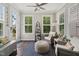 Inviting sunroom with lots of light, comfortable seating, and views of the garden at 805 Narrative Ln, Durham, NC 27703