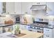 Detailed shot of kitchen with stainless steel oven, overhead hood, and countertop appliances at 813 Burch Ave, Durham, NC 27701