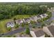 An aerial view of a suburban neighborhood featuring well-maintained homes and lush green trees at 831 Poplar St, Durham, NC 27703