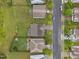 Aerial view of homes showing the layout of properties and neighborhood at 831 Poplar St, Durham, NC 27703