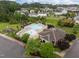 Aerial view of the community pool and clubhouse at 831 Poplar St, Durham, NC 27703