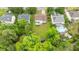 Aerial view showcasing the property's large, well-maintained backyard and proximity to neighboring homes at 9013 Dansforeshire Way, Wake Forest, NC 27587